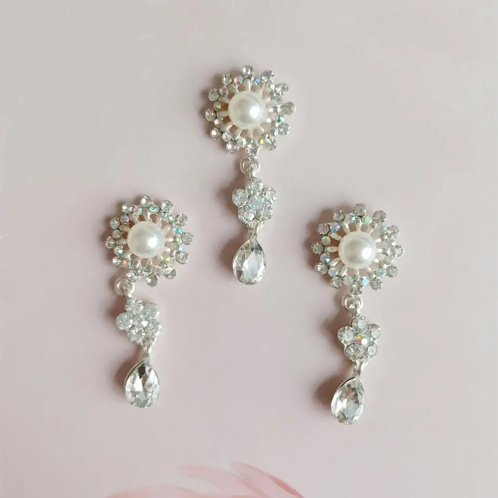 

30pc 18*47mm Alloy Charm Silver/Gold color Imitation Pearl Crystal Charm for Wedding Jewelry Making DIY Handmade Craft wholesale