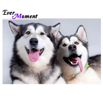 

Ever Moment Diamond Painting Dogs Siberian Husky Artwork Picture Of Rhinestone Diamond Embroidery 5D DIY Full Square 3F1217