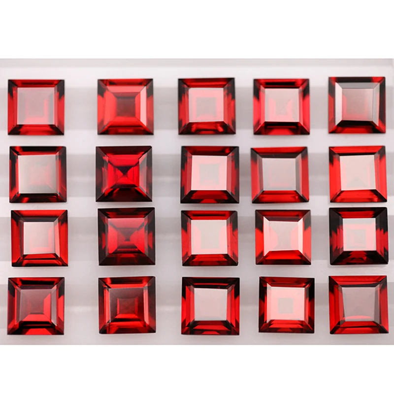 Gemstone Natural Deep Red Garnet for Jewelry 7X7mm10pcs High Quality Square Cut Losse Gemstones Support for DIY Design