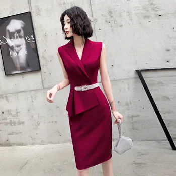 

Slim Burgundy V-neck Formal Party Dress Vestidos De Festa Exquisite Sheath Sleeveless Qipao Prom Dresses With Belt Cheongsam