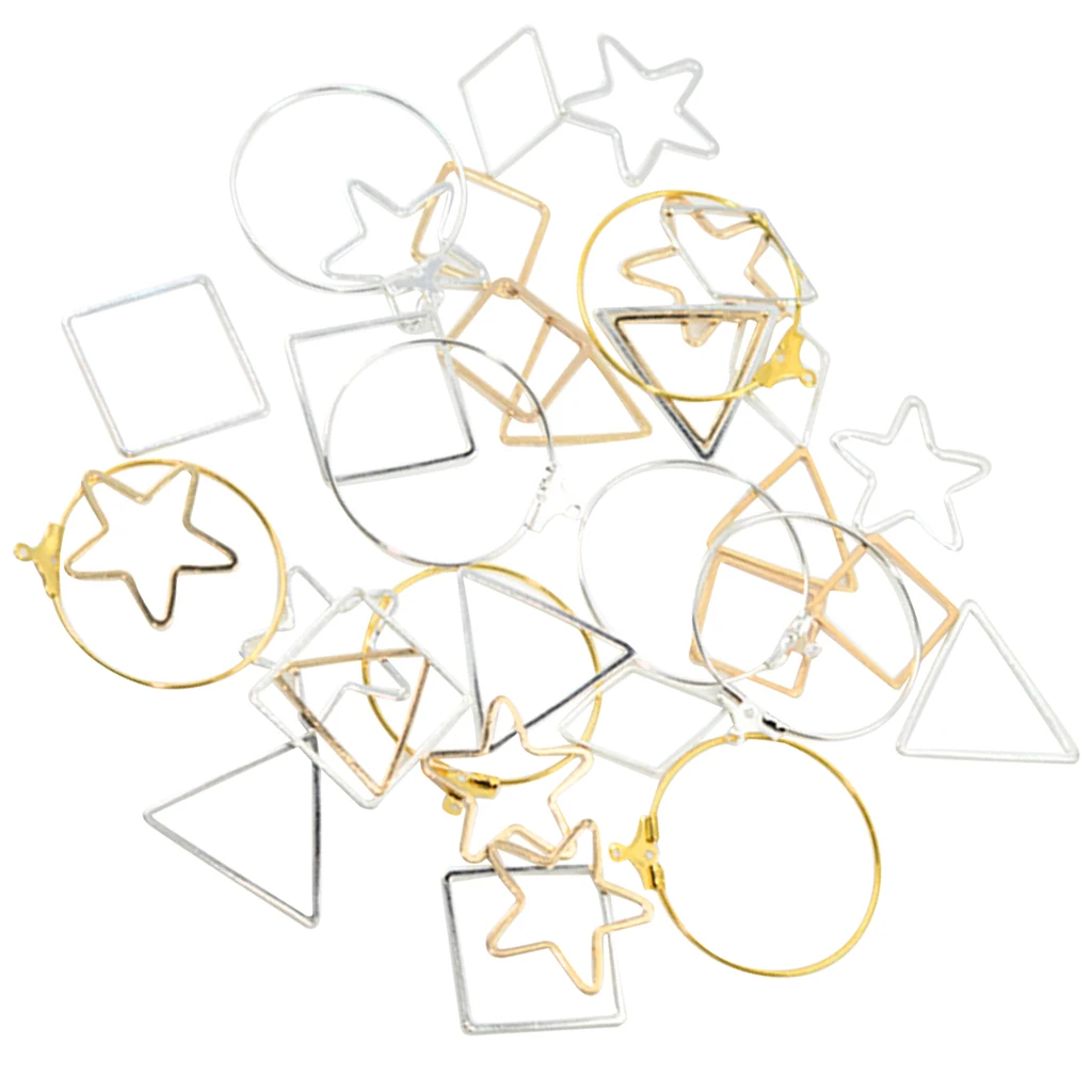 

36 Pieces Silver & Gold Trendy Geometric Simple Earring Finding Charms Craft