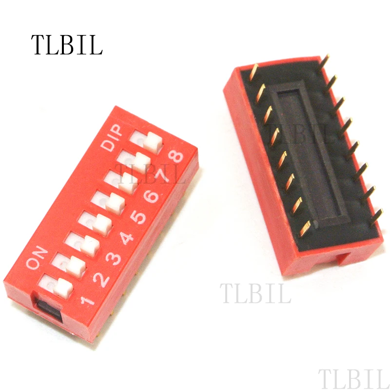 10 шт. слайд Тип модуль коммутатора 1 2 3 4 5 6 7 8 9 10 12 бит 2,54 мм положение способ DIP красный шаг тумблер красный Snap