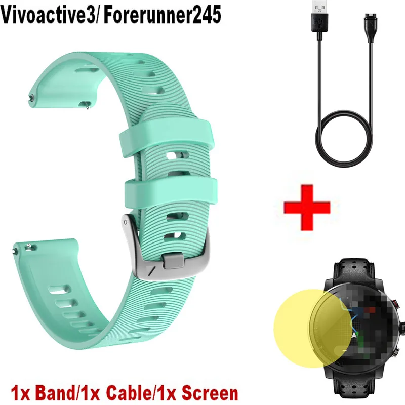 Water duck 3 в 1 силиконовый смарт-ремешок для часов Garmin Vivoactive 3 пленка для экрана+ USB кабель зарядное устройство для Garmin Forerunner 245 браслет - Color: Water duck