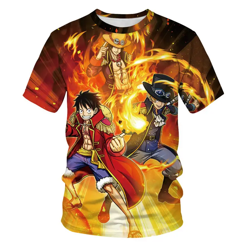 

New summer One Piece T Shirt Men Monkey D Luffy T Shirts casual Short Sleeve cartoon Anime TShirt Zoro Ace Law T-shirt Tee