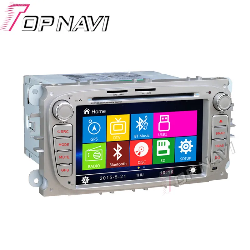 Topnavi Silver 7-дюймовый автомобильный DVD GPS для Ford Focus/Mondeo/S-MAX/Connec автомобильное радио