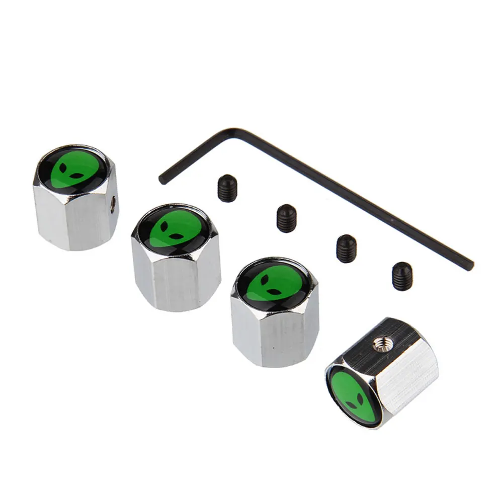 Dsycar 4Pcs/Set Alien Style Bike Motorcycle Car Tire Valve Stem Caps