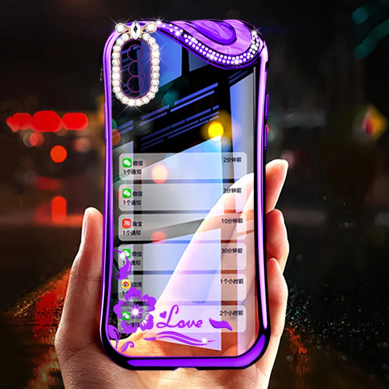 

Luxury Bling Crystal Diamond Bowknot Case For iPhone X 8 7 6 6S Plus Soft TPU Cover Glitter Plating Slim Clear Phone Cases Shell