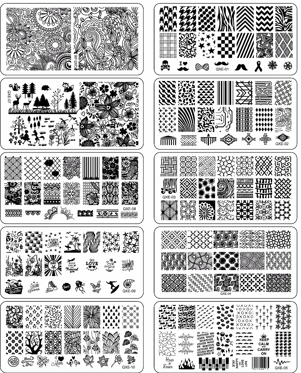 Top Sale Nail Stamping Plate New Styles 20pcs XL Full Rectangle Stamp