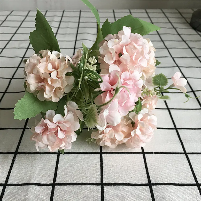 Hydrangea Mini Bouquet Artificial Flowers Spring Home Table Decoration Silk Flowers Flores Artificiales Fleur Artificielle