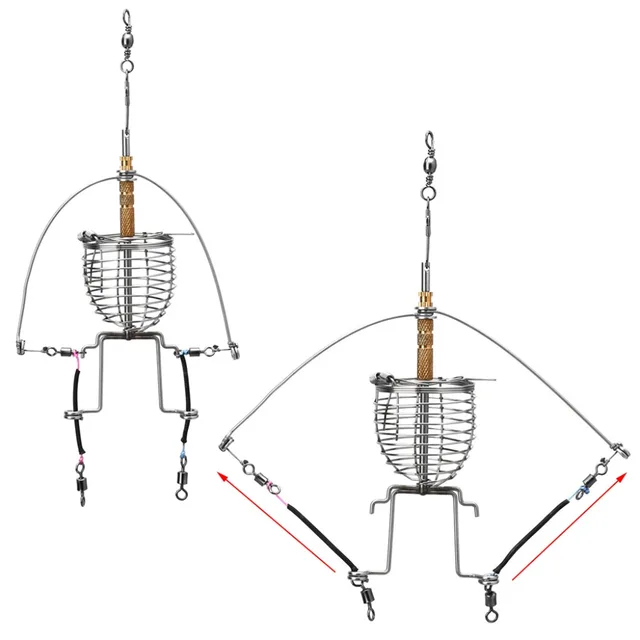 US $3.72 Fishing Feeder Automatic Tackle Multi Functional Launcher Trap Spring Cage Hook