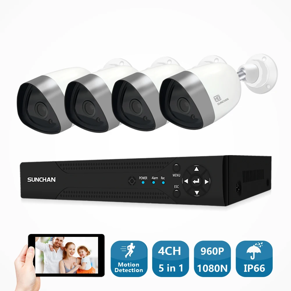 

SUNCHAN HD 4CH 1080N CCTV System HDMI AHD DVR 4PCS 960P 1500TVL IR Outdoor Night Vision Security Camera Video Surveillance Kit