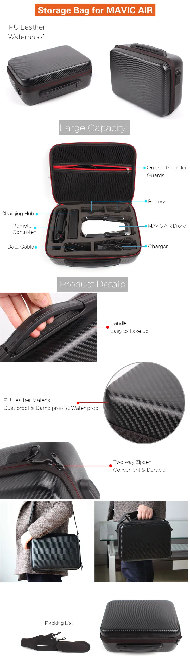 Водонепроницаемый чехол для DJI MAVIC AIR PU кожаная сумка для хранения для DJI Mavic Air сумки через плечо портативный чемодан
