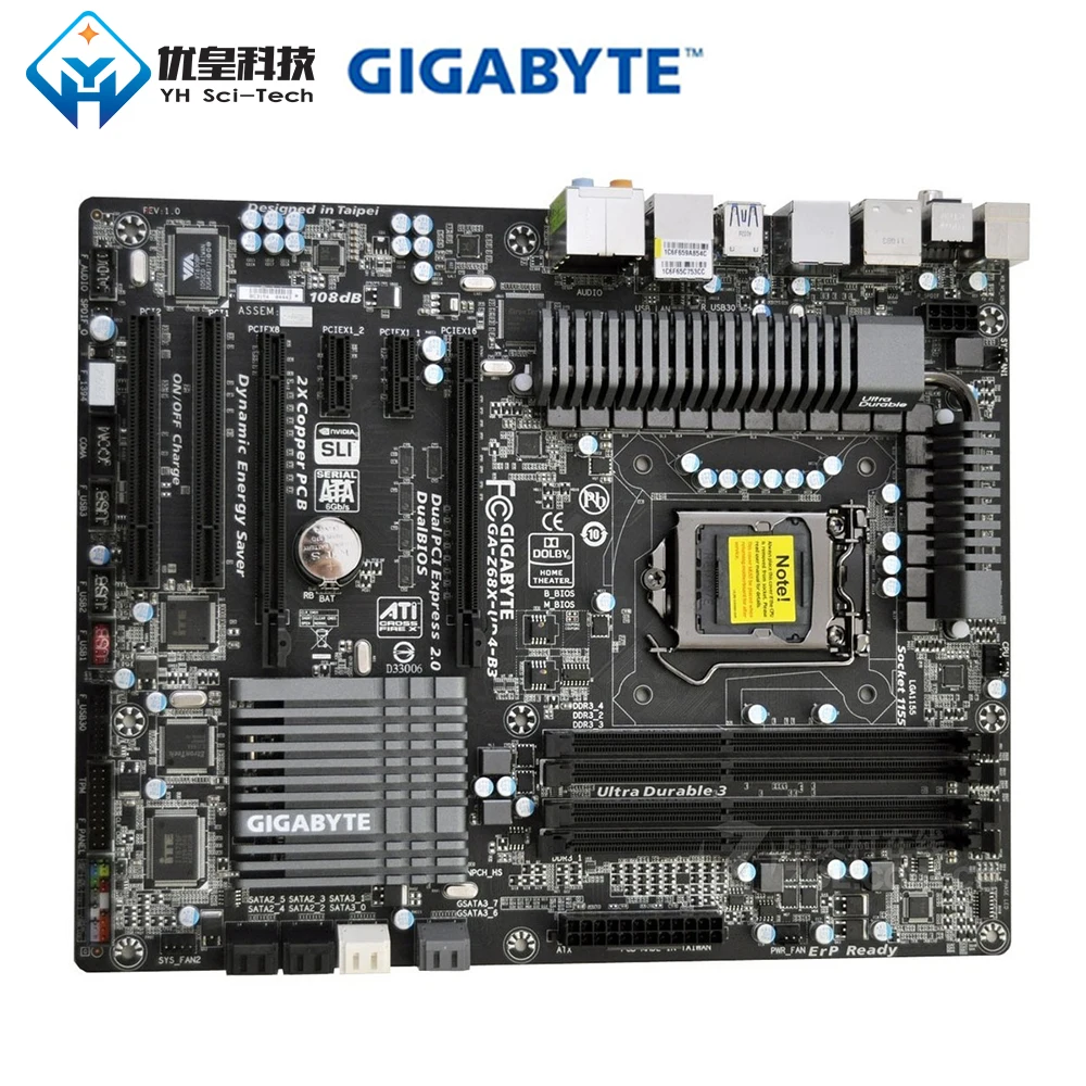 Оригинальная б/у рабочего стола материнской платы Gigabyte GA-Z68X-UD4-B3 Z68 LGA 1155 Core i7 i5 i3 DDR3 32G SATA3 USB3.0 eSATA IEEE1394 блок питания ATX