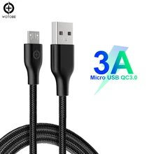 Wotobe power line OC3.0 3A Micro USB 1 м/2 м(3 фута/6 футов) Премиум прочный кабель в нейлоновой оплетке для samsung, Nexus, LG, Motorola