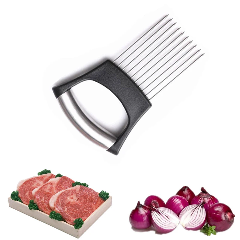

1 pcs Stainless Steel Onion Cutter Easy Cut Onion Holder Fork Vegetable Slicer Tomato Cutter Needle Meat Chicken Frok