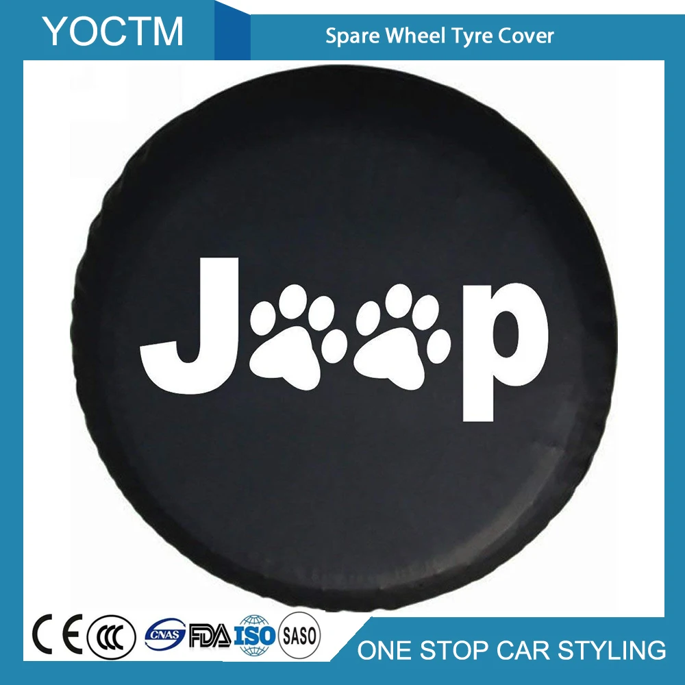 

Dog Paw Prints PVC Leather Waterproof Dust-proof Spare Wheel Cover For Universal Model Spare Tyre Cover Storage Bag Accessories