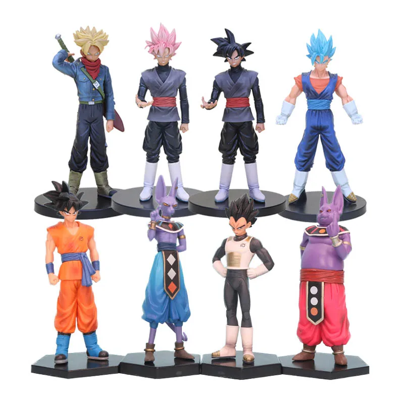 

4pcs/set Dragon Ball Super Figure DXF The Super Warriors Saiyan Goku Black Trunks Vegetto Black Pink Hair Goku Action Figure