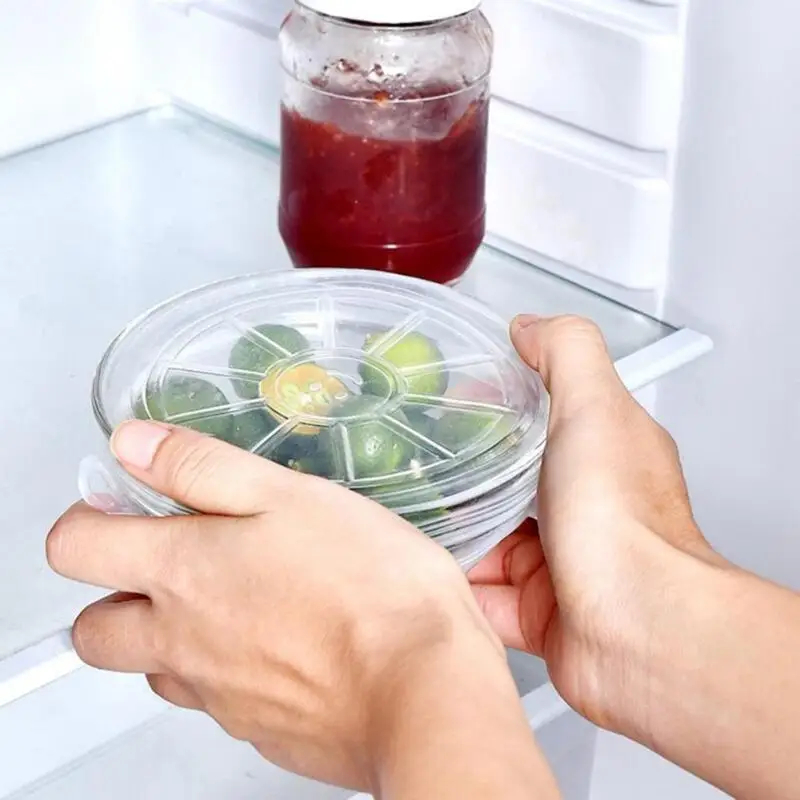 

2019 6pcs Reusable Silicone Wrap Food Cover Fruit Fresh Bowl Lid Kitchen Tools White Environmental Protection Stretch Lids Caps