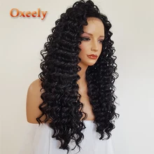 Волнистые длинные кудрявые парики синтетические парики на кружеве Черные Кудрявые волосы с волосами младенца бесклеевой парик на кружеве для черных женщин