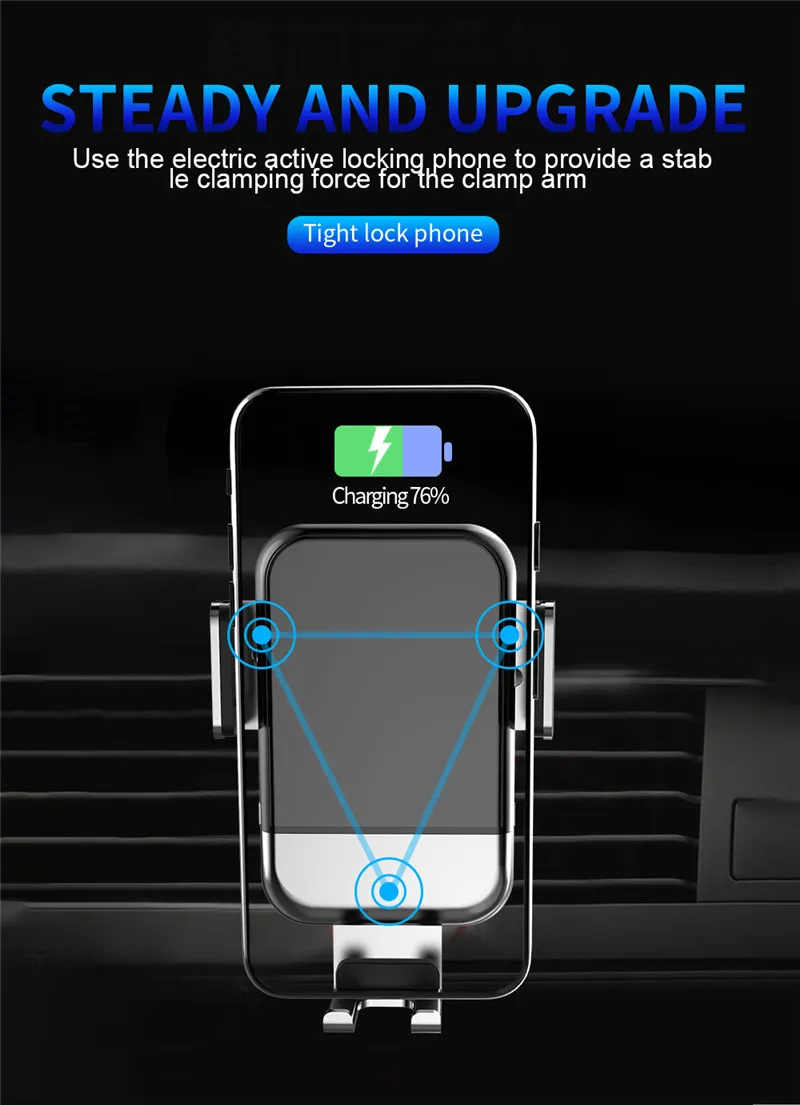 Новое автомобильное беспроводное зарядное устройство для телефона держатель для Xiaomi Mi 9 iPhone X XR XS MAX Быстрое беспроводное зарядное устройство в автомобиле автоматический зажим держатель
