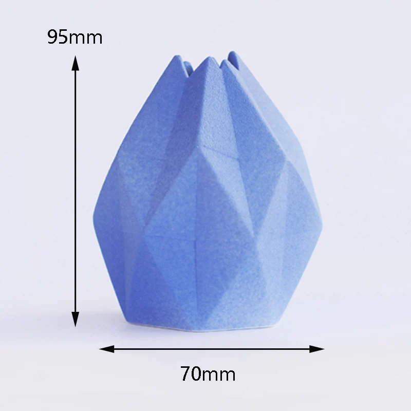 Blue Новая Алмазная Геометрическая керамическая ваза, синие Розовые Мини вазы, контейнер для сухих цветов, ручная работа, искусство и ремесла, домашнее свадебное украшение - Цвет: Blue