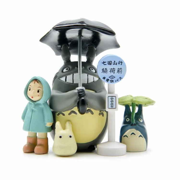 

Studio Ghibli My Neighbor Totoro Umbrella Set Model PVC Action Figures Toy Mei Dolls Gnome Terrarium Figurines Mini Garden Decor