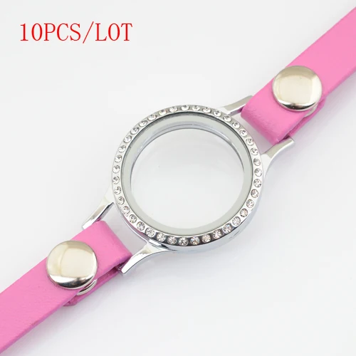 

10PCS/LOT,30mm pink round magnetic floating bracelet,floating locket two wrap bracelet FB0010