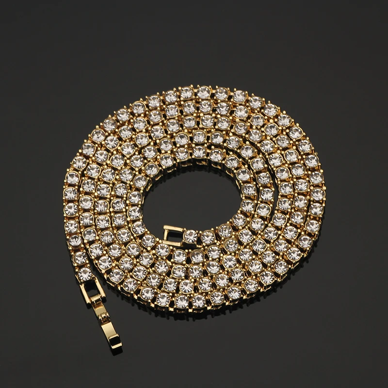 Custom Bling Bling Rhinestone Tennis chain Necklace Men's Hip Hop Jewelry Fashion...