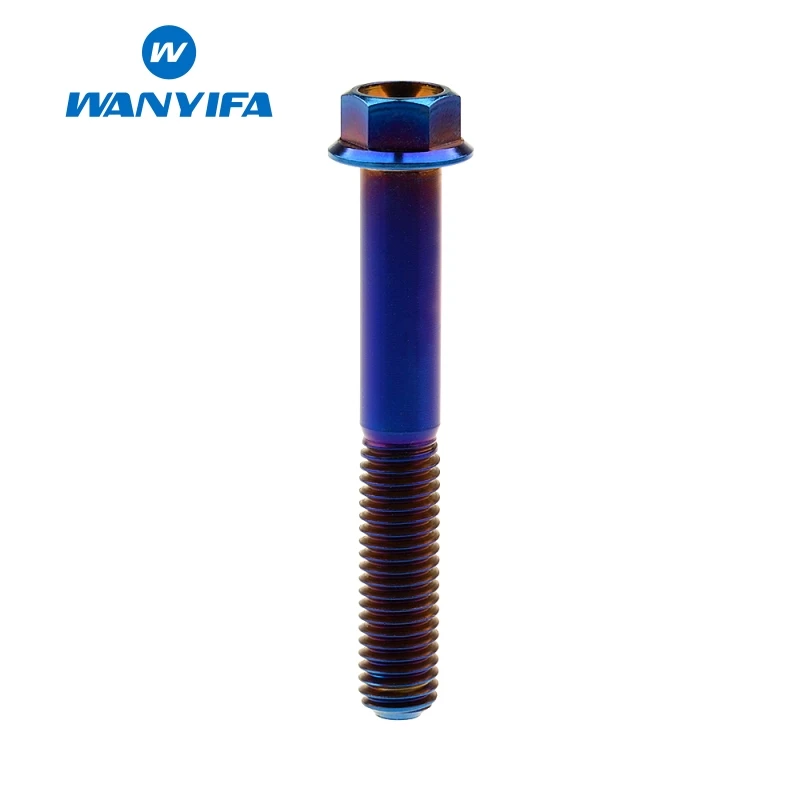 Wanyifa M8x15 20 25 30 35, 40 45 50 55 60 65 мм с коротким фланцем Головкой Винт С Титановым болтом для дисковые велосипедные тормозные цвета: золотистый, голубой цвет - Цвет: M8x55 Blue