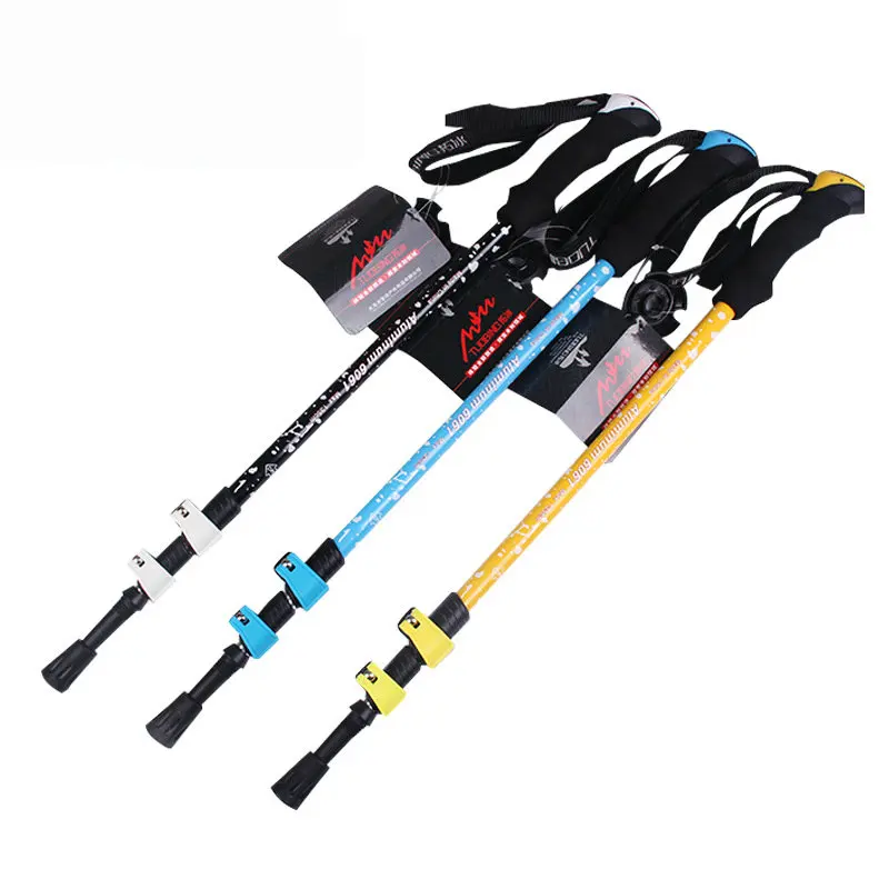 

1x Straight Handle Outer Lock Aluminium Alloy Walking Stick Super Light High Strength Trekking Pole Stick 61-135CM 255g Only