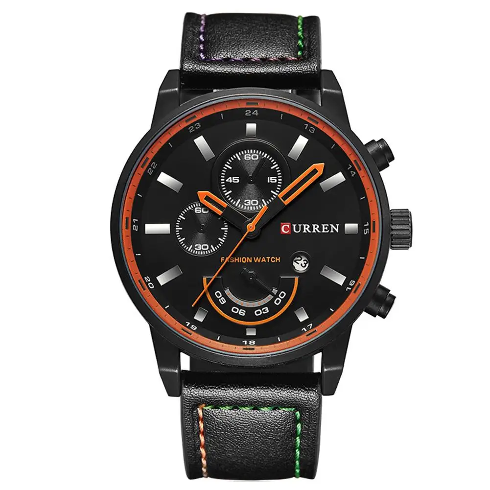 

relogio Fashion Genuine Leather Band Quartz Movement Analog Display Men Wrist Watch Gift montre homme