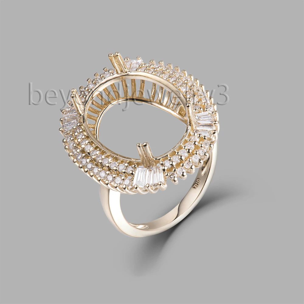 

Vintage Flower Ring Oval 13x18mm 14Kt Yellow Gold Natural Setting Ring SR0002
