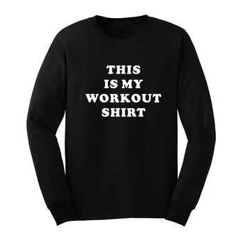 

Loo Show Mens This Is My Workout Shirt Funny Long Sleeve Adult T-Shirts Casual Men Tee