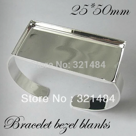Bulk 100pcs Silver Plated Br Metal Cuff Bracelet Blanks W 25 Bulk 100pcs Silver Plated Br Metal Cuff Bracelet Blanks W 25 50mm Rectangle Caps Bezels Cameo Cabochon Setting In Jewelry Findings Components From
