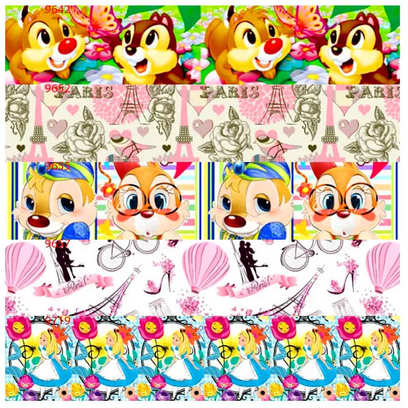 

25 38 50 75mm Width 100% Polyester Children Cartoon Animals Printed Grosgrain Ribbon boy's Kids Ribbons CT01-6