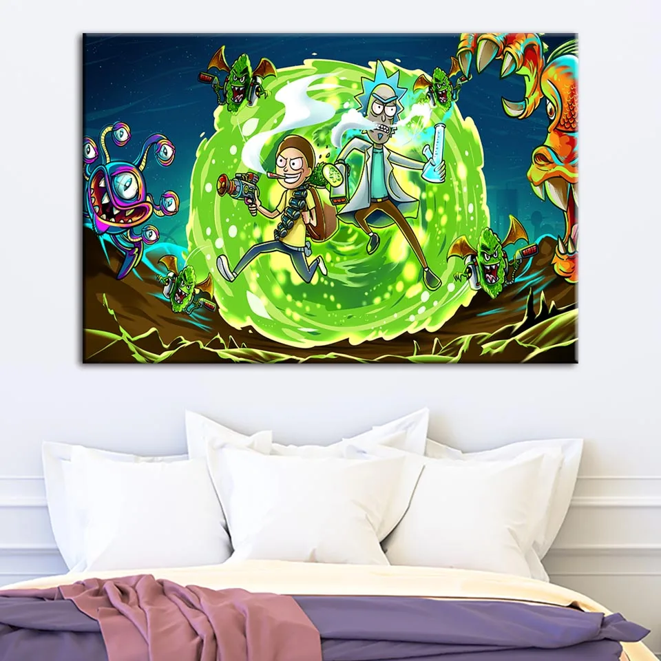 Картина рик и морти на холсте