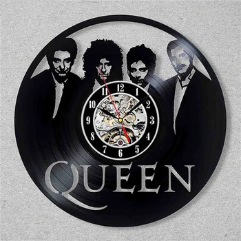 

Vintage Vinyl Record Wall Clock Queen Rock Band 3D Sticker Decoration Music Theme Hanging Clocks Wall Watch Art Home Decor 12"