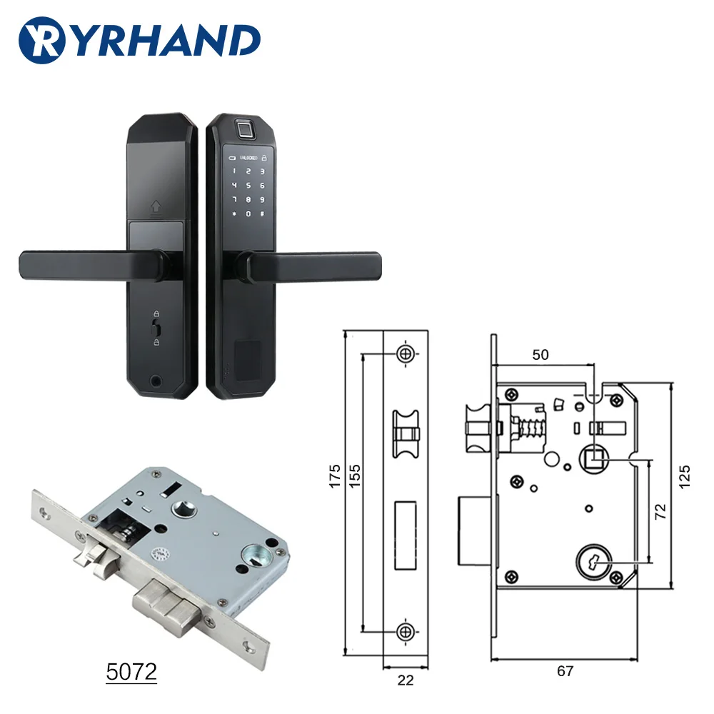 Биометрический замок отпечатков пальцев, интеллектуальный замок безопасности с WiFi приложение Пароль RFID разблокировка, дверной замок электронные гостиницы - Цвет: black 5072