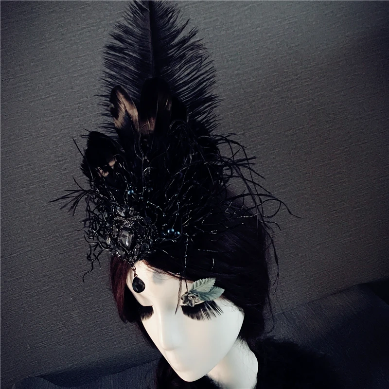 

2019 Elegant Women Perform Banquet Feather Tree Headwear Ornament Vintage Bride Wedding Hair Clip Rhinestone Hairpin Accessories