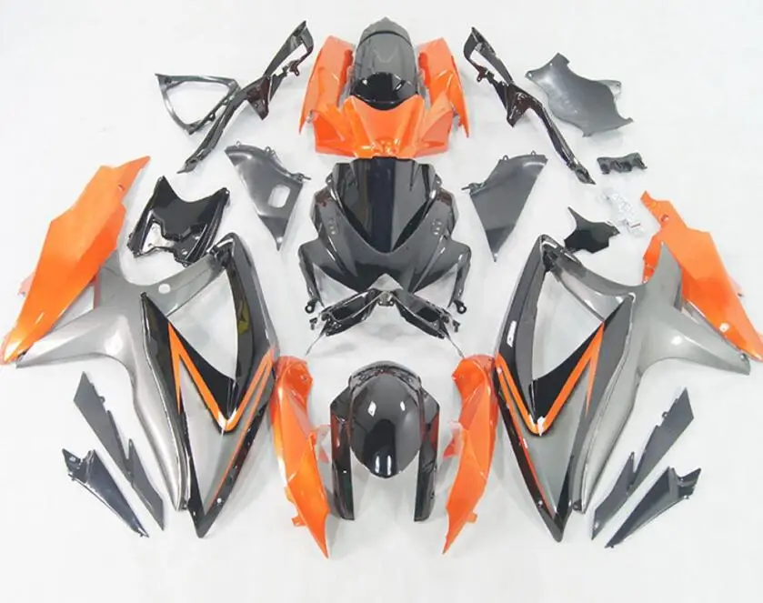 

3Gifts New ABS Fairings Kit 100% Fit For SUZUKI GSXR600 GSXR750 08 09 10 R600 R750 K8 GSXR 600 750 2008 2009 2010 orange gray