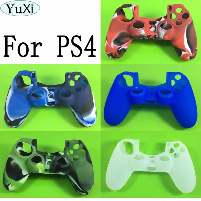 Best Price YuXi Cool Camouflage Soft Silicone Cover Case Protection Skin For Sony Playstation 4 Dualshock 4 Controller PS4 Console Decals