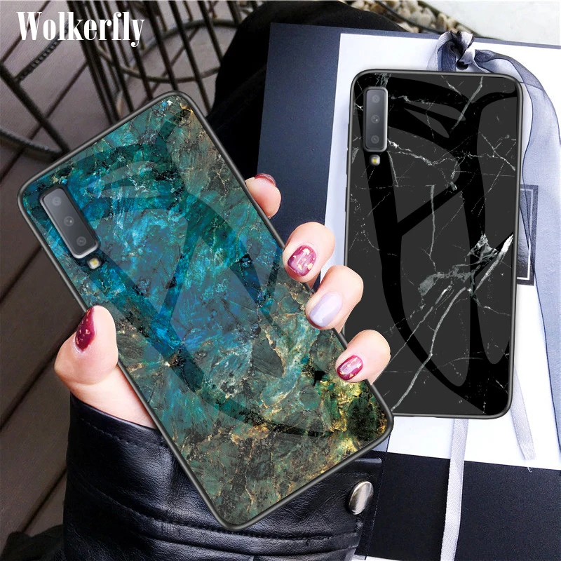 Marble Glass Case For Samsung Galaxy S10E S9 S8 S10 Plus M10 M20 A7 A8 A9 A6 J4 J6 J8 2018 J5 Prime J3 J7 2017 Note 9 8 Cover