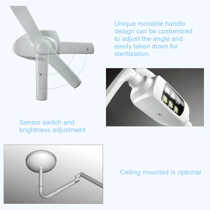 Günstig Professionelle Reine Weiße 6000 K 6 LED Dental Zähne Lampe Oral Licht Induktion Scheinwerfer mit Arm Für Dental Einheit Stuhl decke Typ