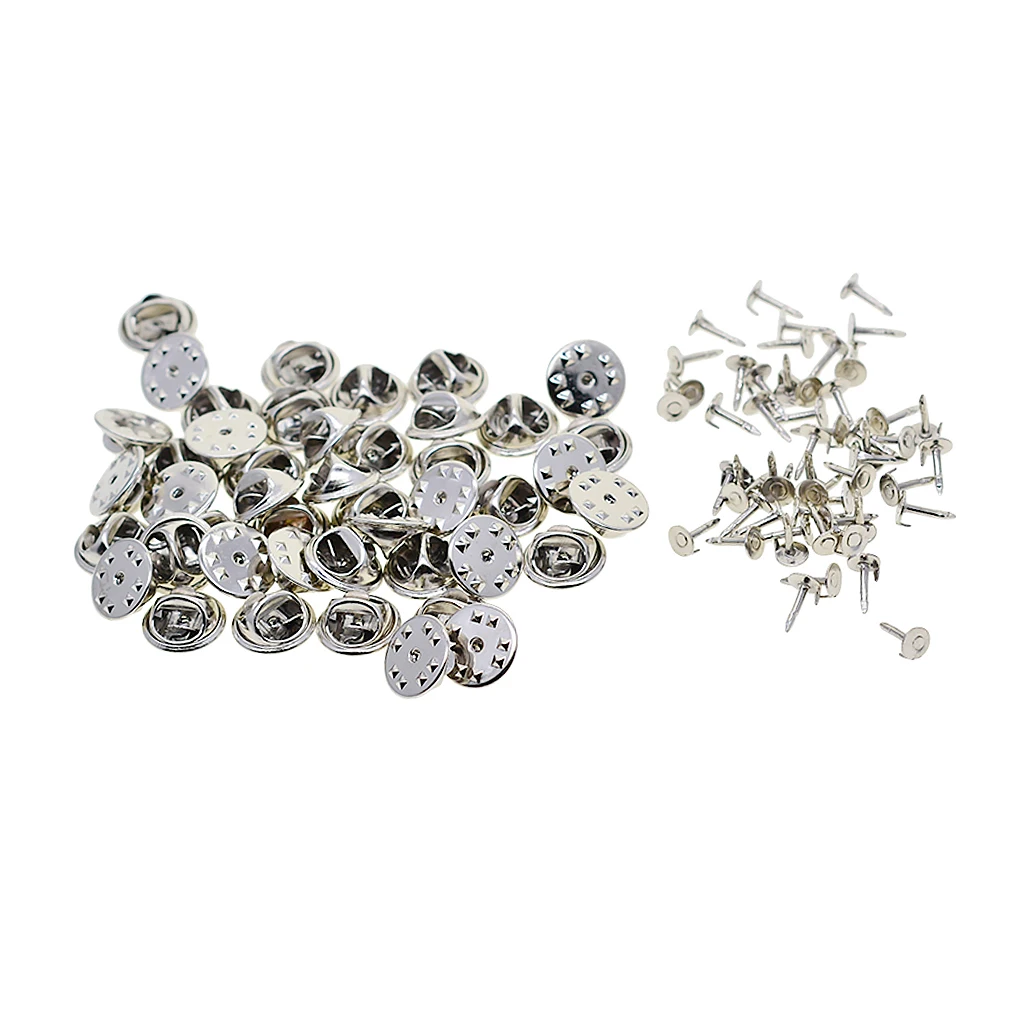 50 Sets Badge Hat Pin Backs Metal Tacks Butterfly Clutch Back Pins Lapel Scatter Pin Fasteners Silver