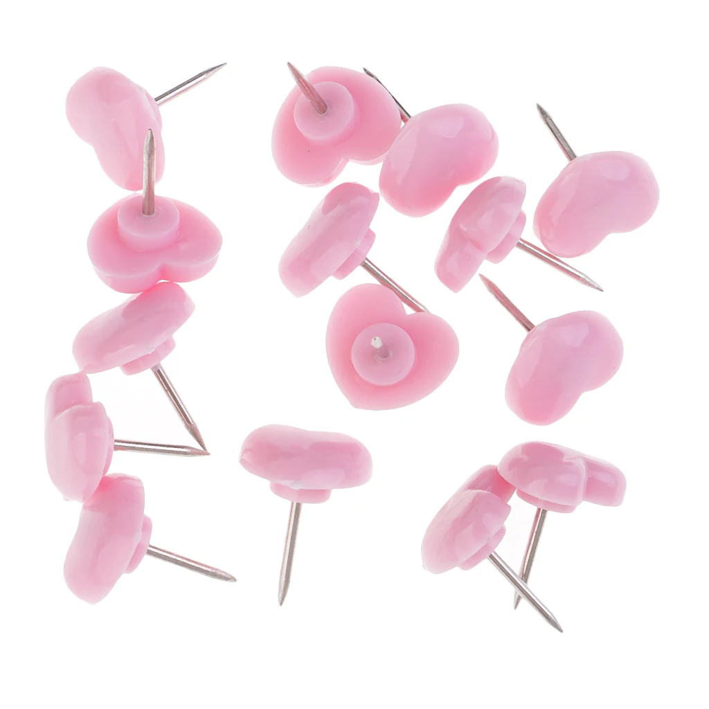 50pcs Heart Shape Head Push Pins Drawing Pins Office Thumbtack Notice Board Pins for Office Supplies