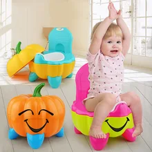 Cute Training Folding Potty Plastic Chair Cartoon Pumpkin Baby Toilet Seat Toddler Portable cartoon baby boy girls folding toddler potty toilet trainer saf