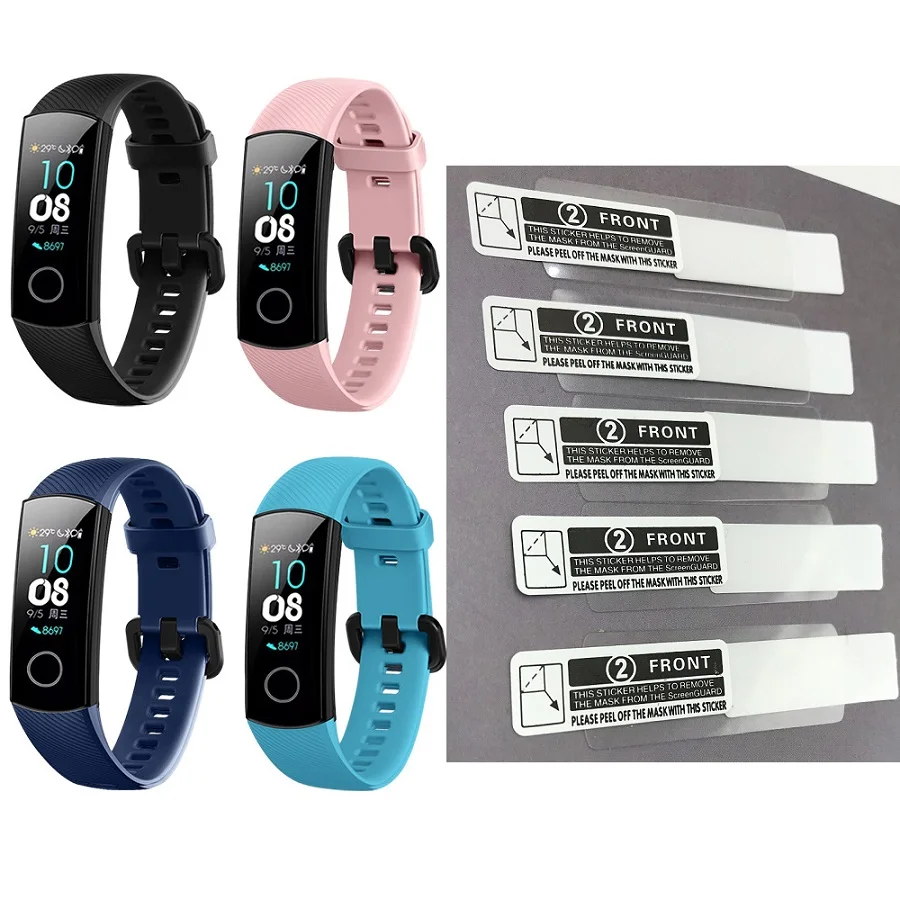 

5 Pack/Lot TPU Screen Protector Film for Huawei Honor Band 4 Bracelet Durable Waterproof Film for Honor 4 Accessories
