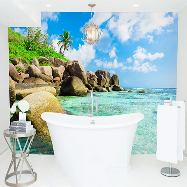 Mural 3D autoadhesivo para baño Playa de Tailandia - Decomural3D