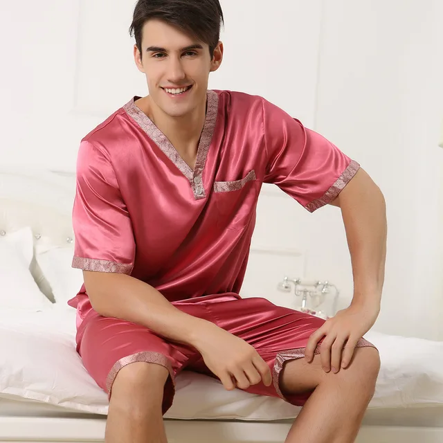 Satin Silk Pajamas Shorts for Men Rayon 