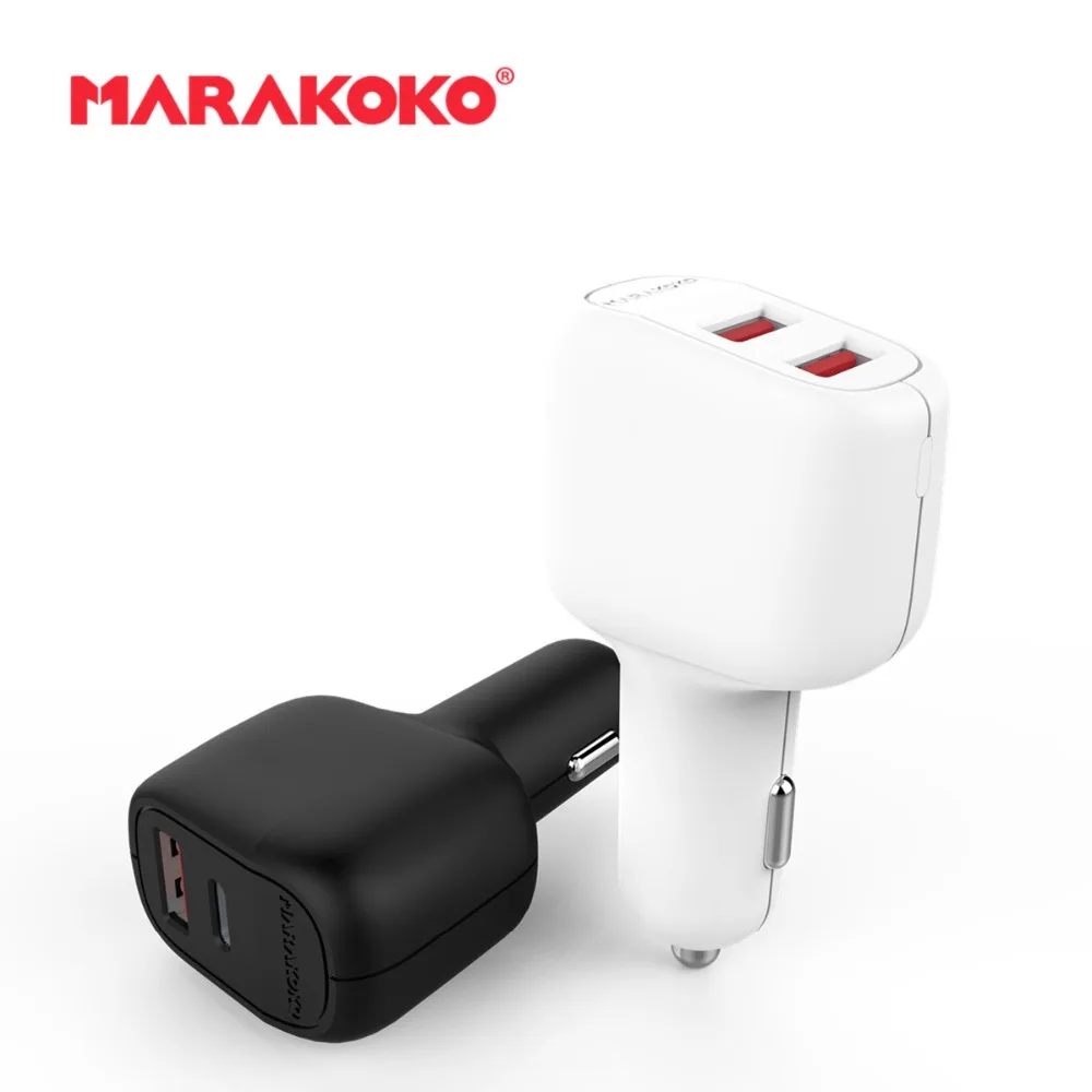

Marakoko Quick Charge QC 3.0 Type C 2 Port USB Fast Car Charger USB-C Car Mobile Cell Phone Charger For Samgsung Xiaomi mi 8